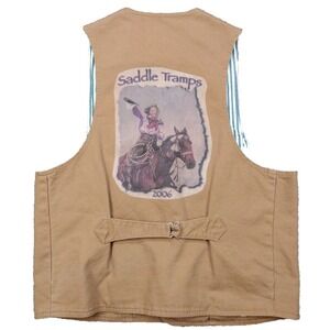 Vintage Scully Vest Womens Med Tan Canvas Ranchwear Cowboy Lined M Western Tramp